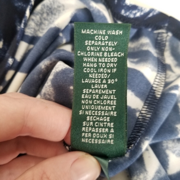 NWT Lauren Ralph Lauren Navy Print Stretch Sheath Dress Side Ruched Cap Sleeve 8 - Picture 15 of 15